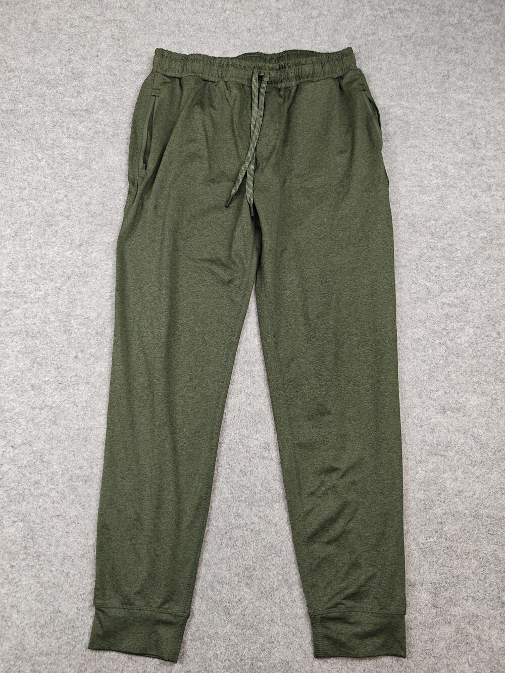 Kirkland Signature Pants Mens Medium Green Jogger Elastic Waist Zip Pockets
